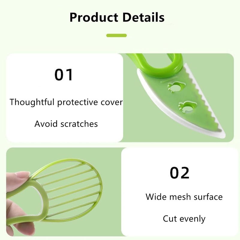 DKJEkdje 2 Pcs Avocado Slicer Tool Avocado Knife for Mashing Avocados Enucleation Making Guacamole, Green - Image 3